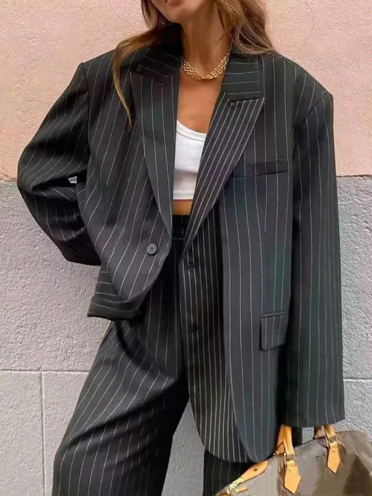Stilla | Stribet Mode Blazer