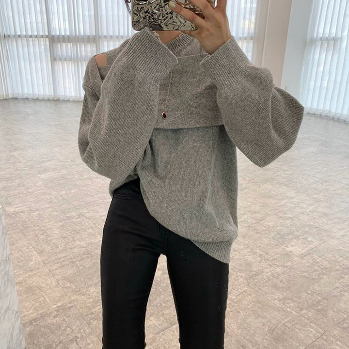 Stilla | Grå Ensfarvet Sweater Med Lange Ærmer