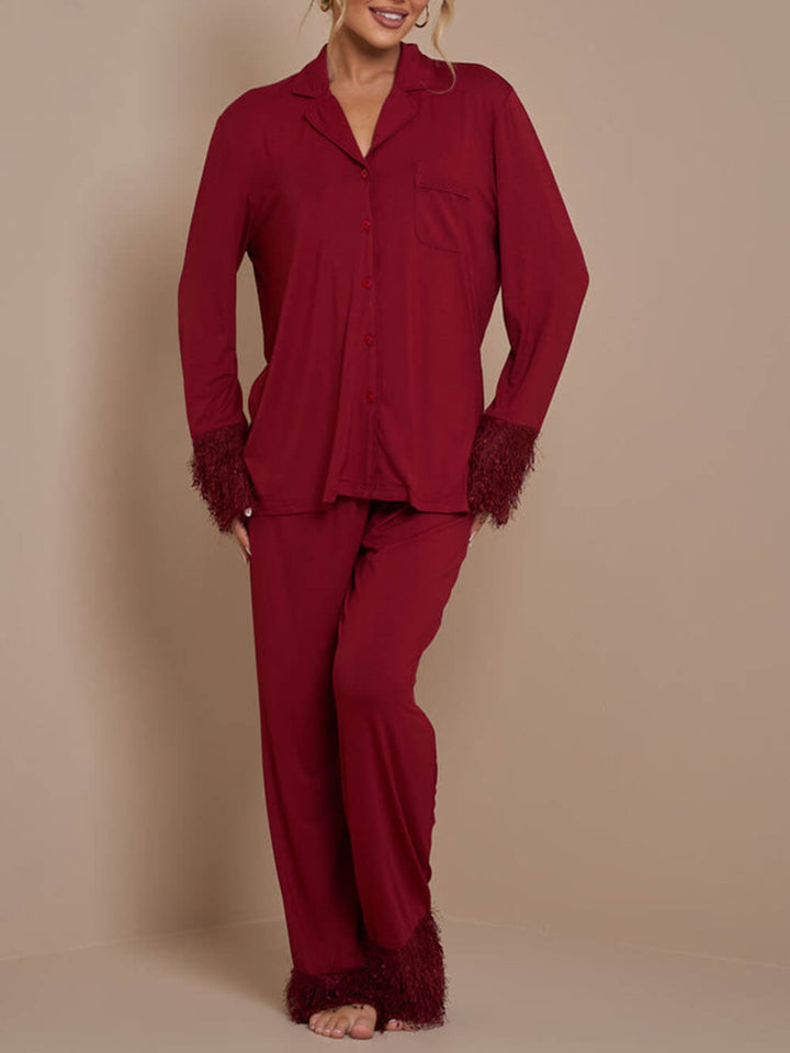 Stilla | Patchwork Pyjamasæt Med Pomponer