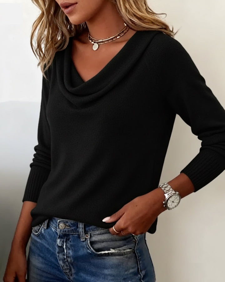 Stilla | Langærmet sweater med pelskrave