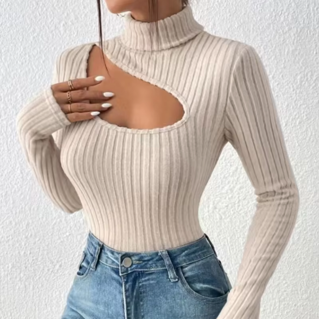 Stilla | Sexy Strikpullover Med Rullekrave
