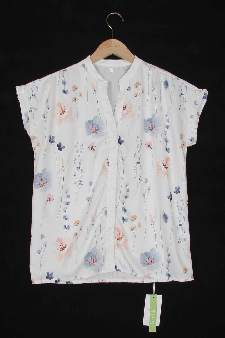 Stilla | Knap-Op Bluse Med Blomster