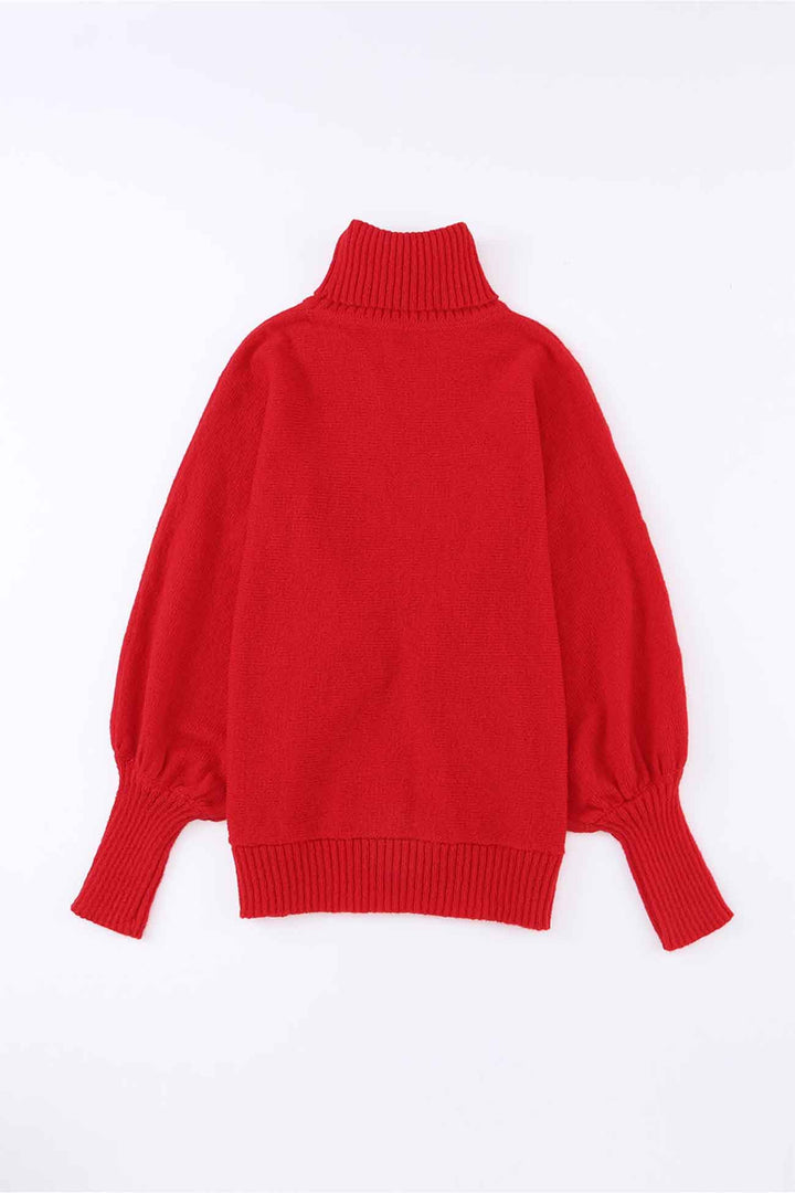 Stilla | Glad Sweater Af Strik Med Rullekrave Og Trykte Ærmer