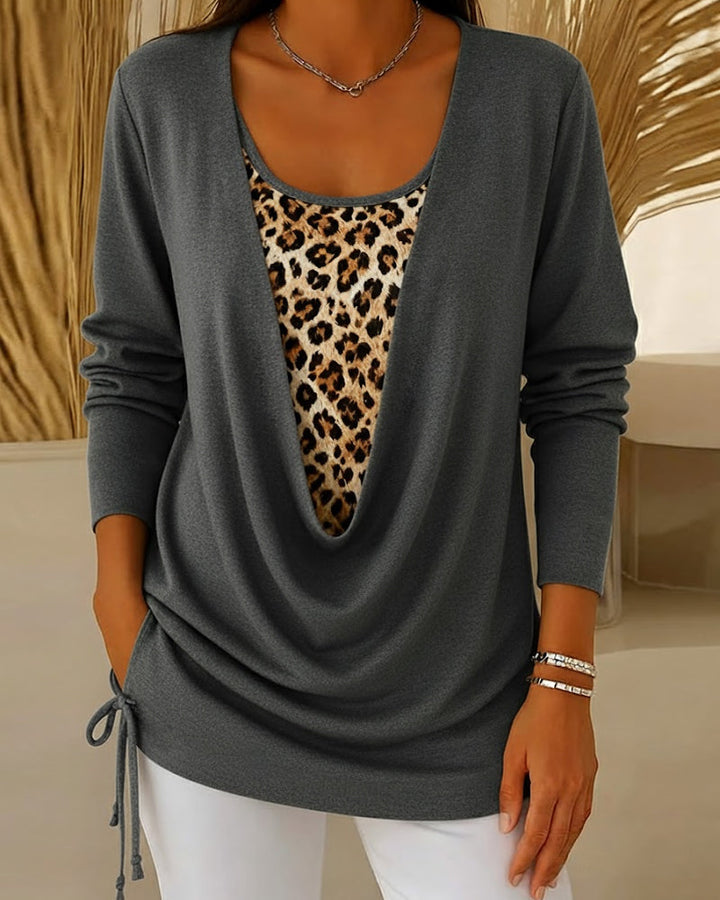 Stilla | Shirt Fake To-delt Snøring Leopardmønster