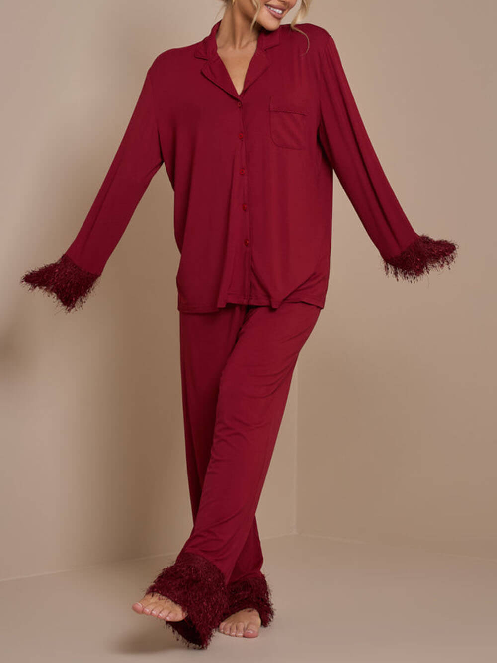 Stilla | Patchwork Pyjamasæt Med Pomponer