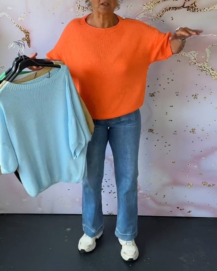 Stilla | Casual Løs Pullover med Rund Halsudskæring og Ensfarvet