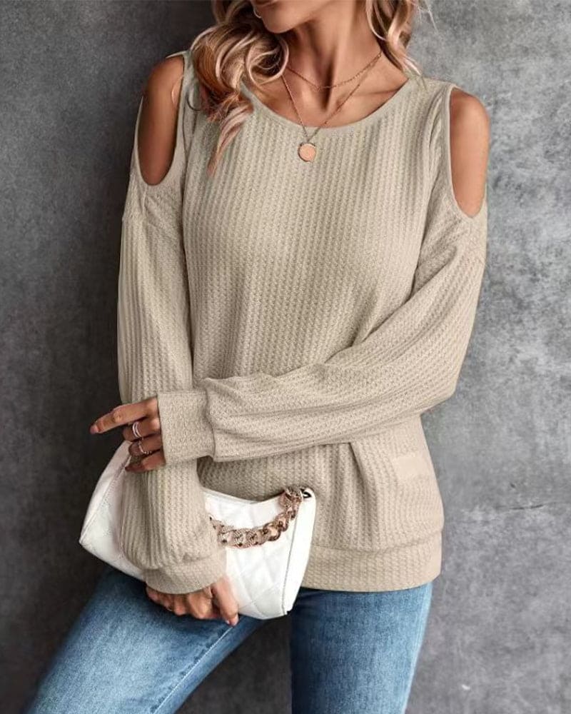 Stilla | Casual Sweater Med Skulderfri Og Lange Ærmer