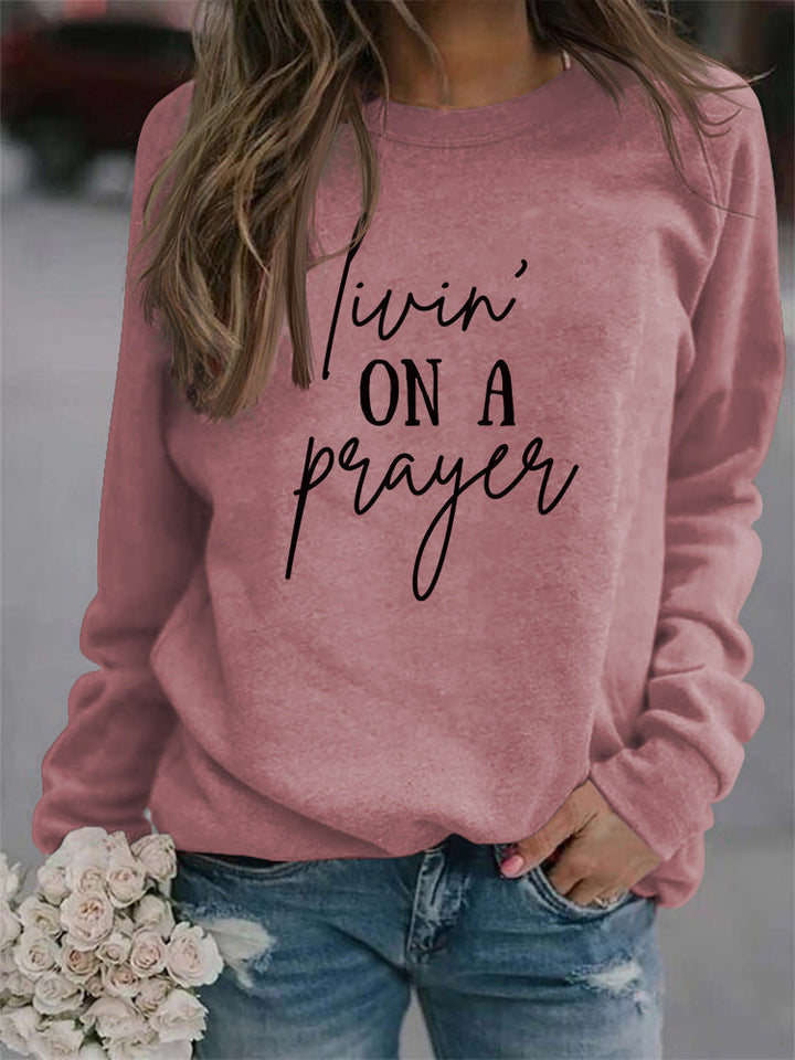 Stilla | Crew Neck Langærmet Bogstav Trykt Løs Sweatshirt