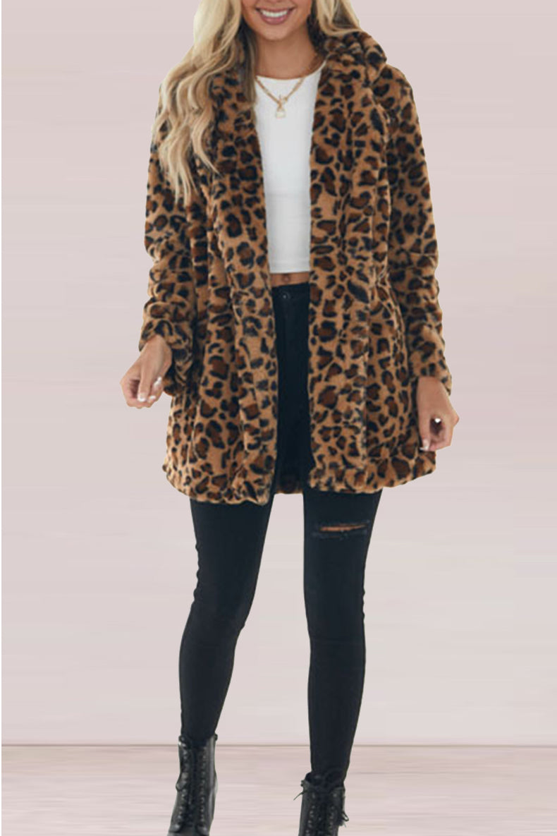 Stilla | Leopardprint Langærmet Åben Frontjakke