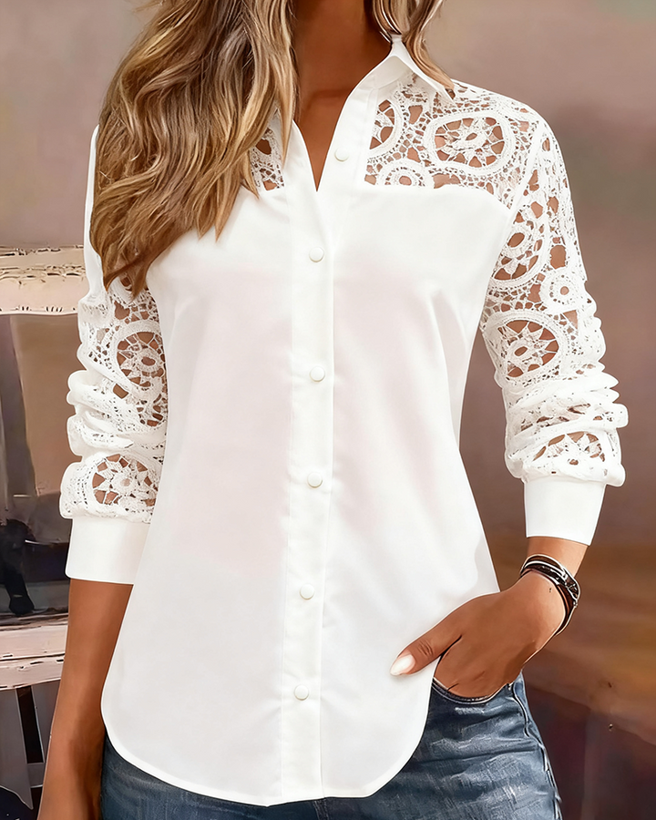 Stilla | Ensfarvet Farve Revers Spids Patchwork