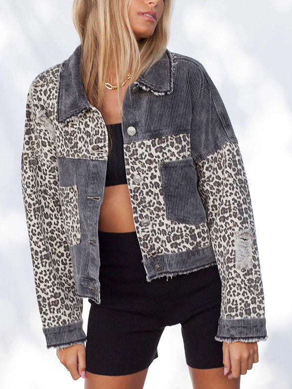 Stilla | Button Down Leopard Corduroy Jakke