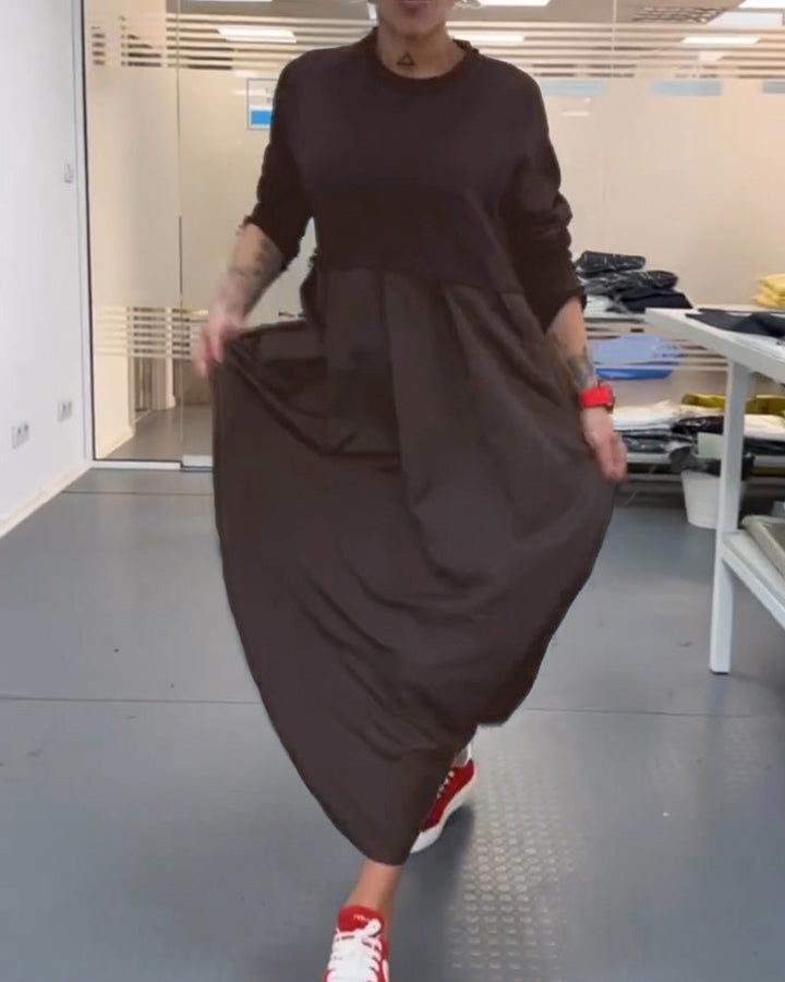 Stilla | Casual Popeline Kjole Med Lange Ærmer