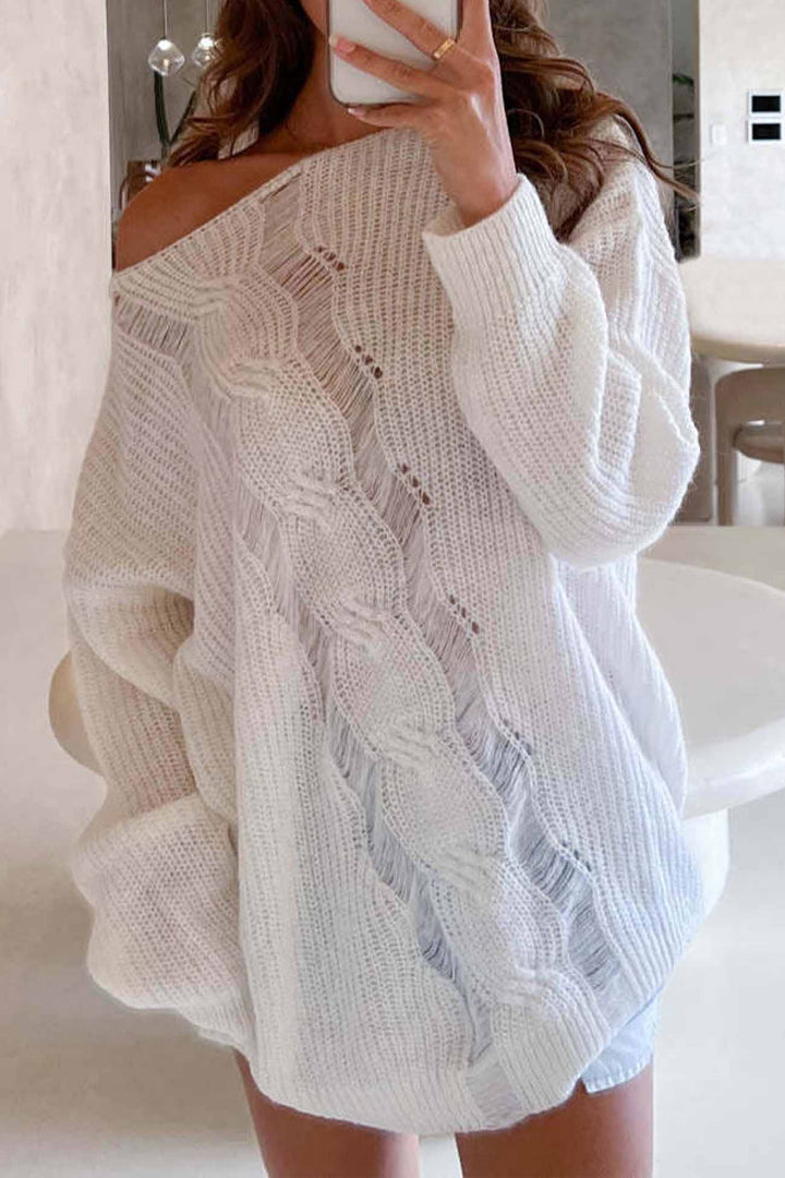 Stilla | Pullover med rund halsudskæring lavet af hulstrik
