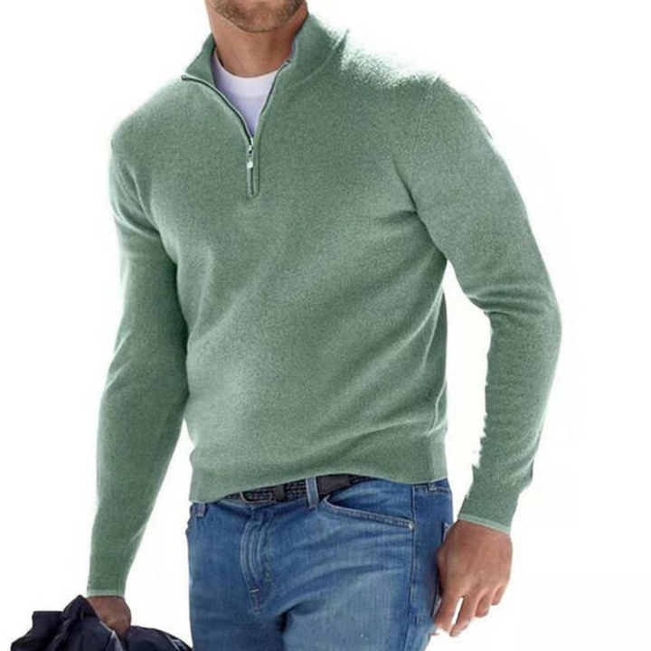 Stilla | Merino V-hals sweater med lynlås