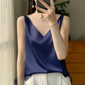 Stilla | Ærmeløs Satin Silke Top