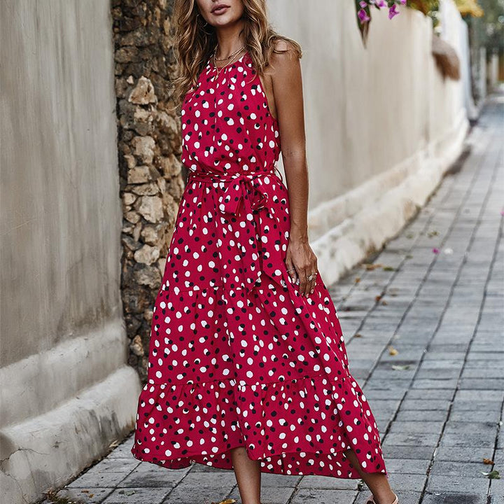 Stilla | Polka Dot Ærmeløs Lang Kjole