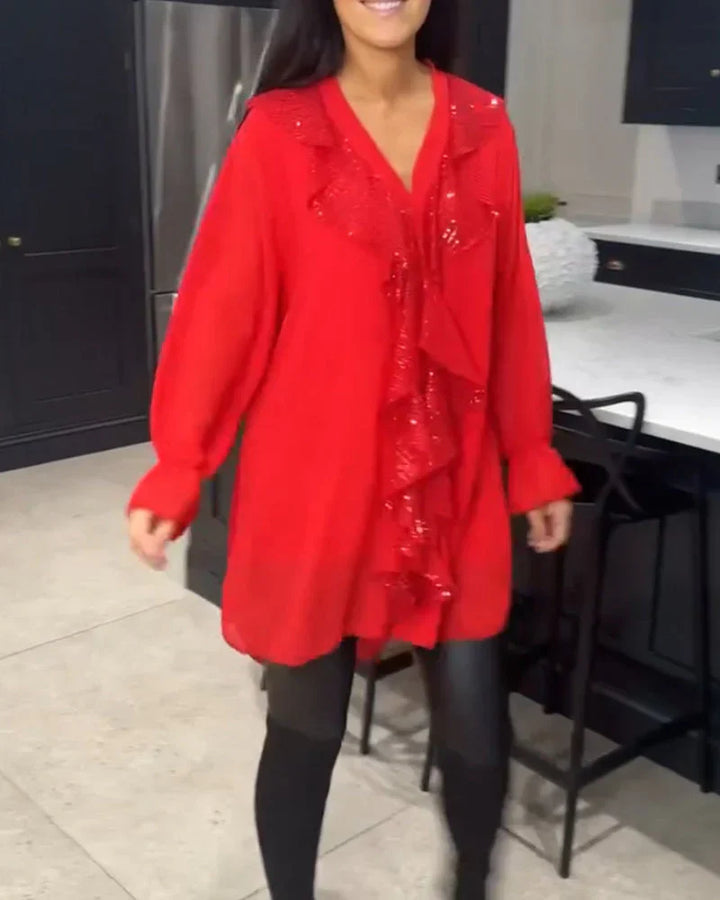 Stilla | Elegant Midi Kjole Med Volanger
