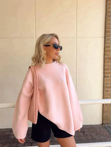 Stilla | Rosa Rundhalspullover til kvinder
