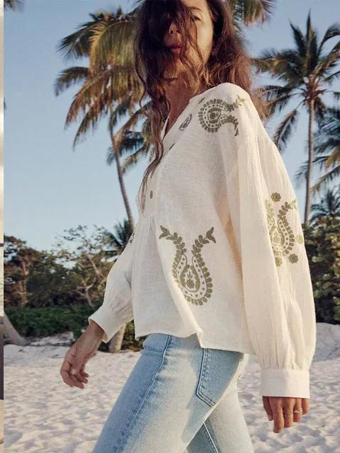 Stilla | Bluse med lanternærmer og broderi
