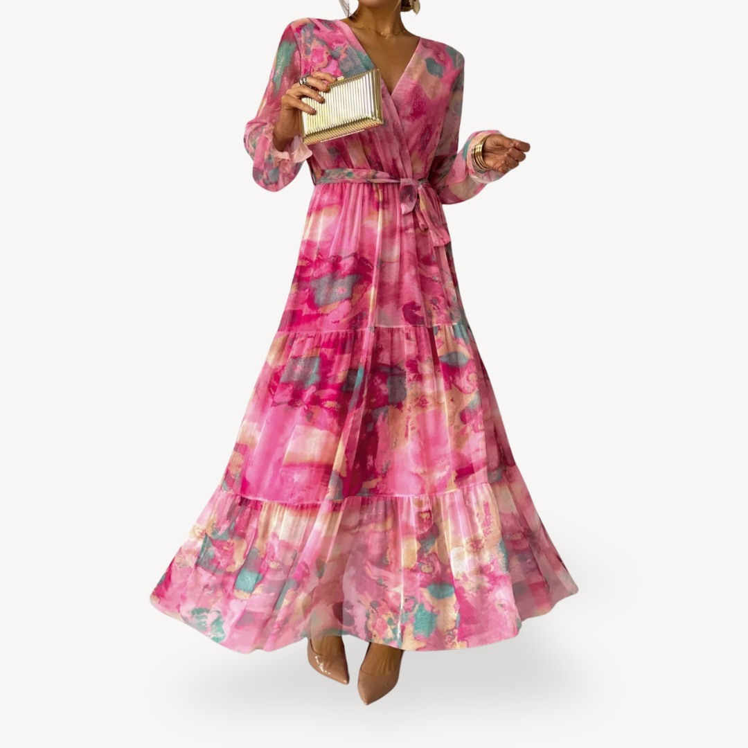 Stilla | Kvinders Chiffon Maxi Kjole Boho Wrap Aftenkjole