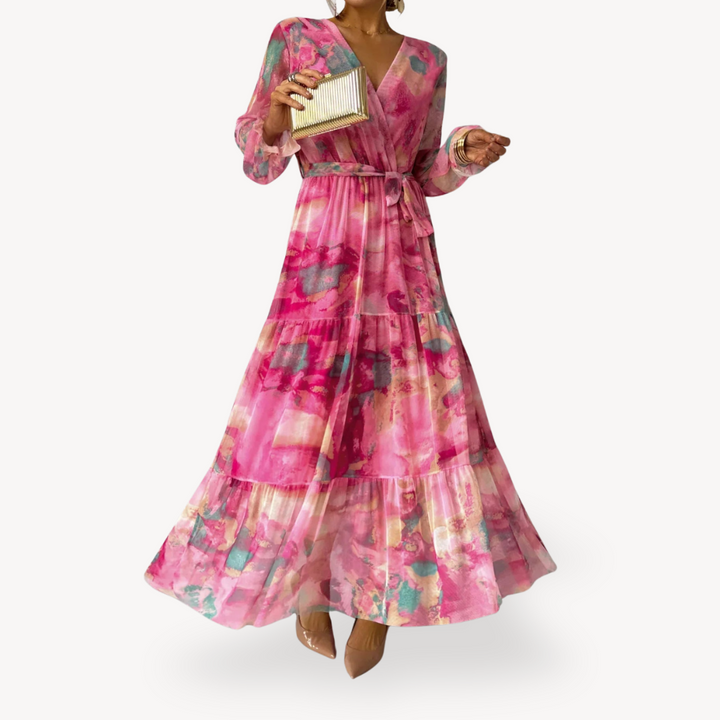 Stilla | Kvinders Chiffon Maxi Kjole Boho Wrap Aftenkjole