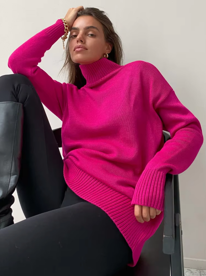 Stilla | Bredskåret Oversized Sweater Med Rullekrave
