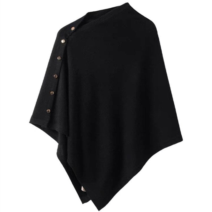 Stilla | Knapdetalje Poncho - Asymmetrisk Design med Draperet Snit