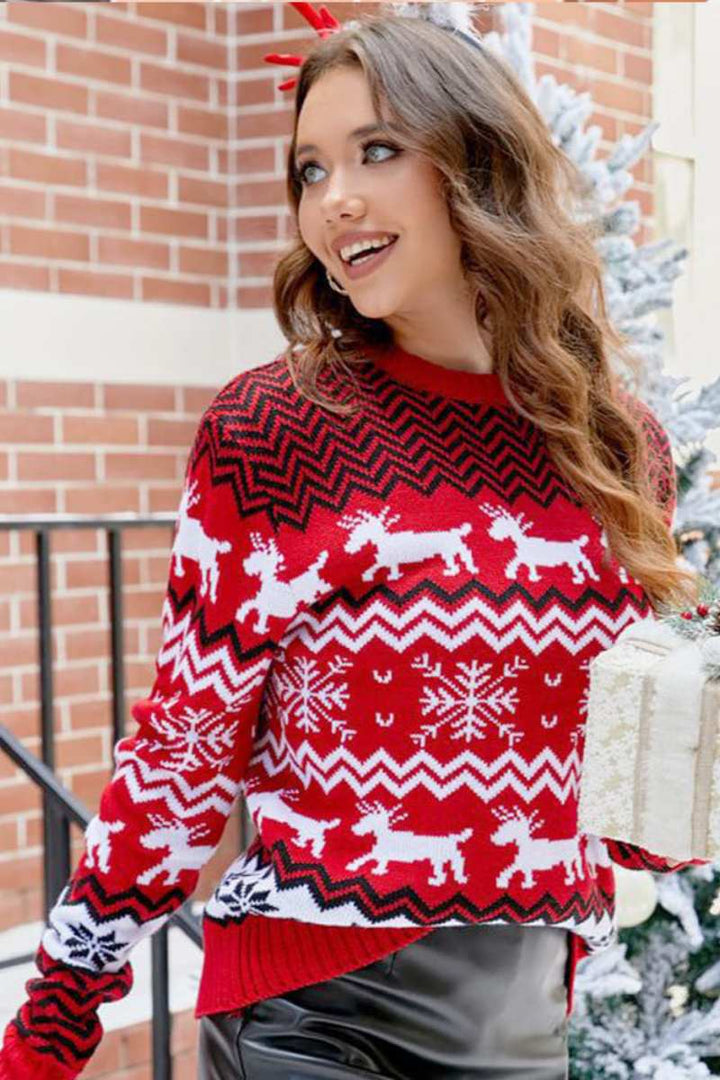 Stilla | Stribet julerensdyr-strikpullover