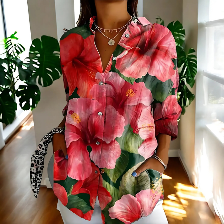 Stilla | Årgang Bluse Med Florale Detaljer Og Klassisk Stil