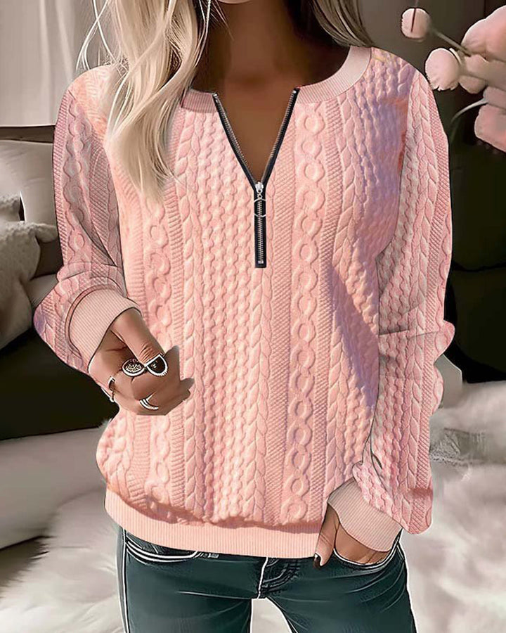 Stilla | Ensfarvet Zipper-Trøje