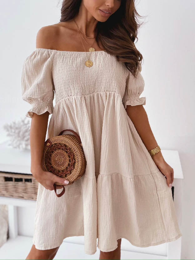 Stilla | Off Shoulder Korte Ærmer Løs Mini Kjole