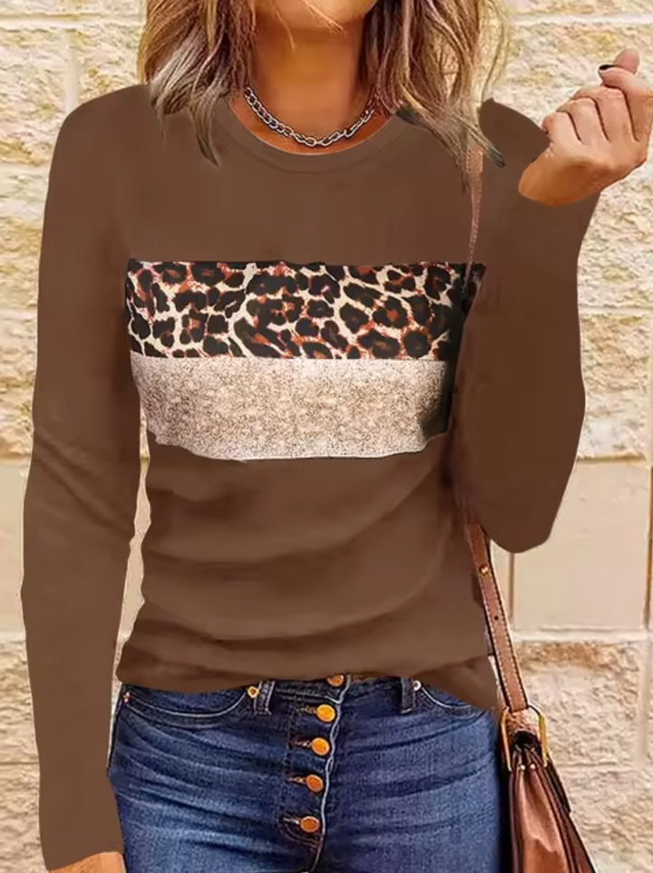 Stilla | Langærmet T-shirt med leopardmønster