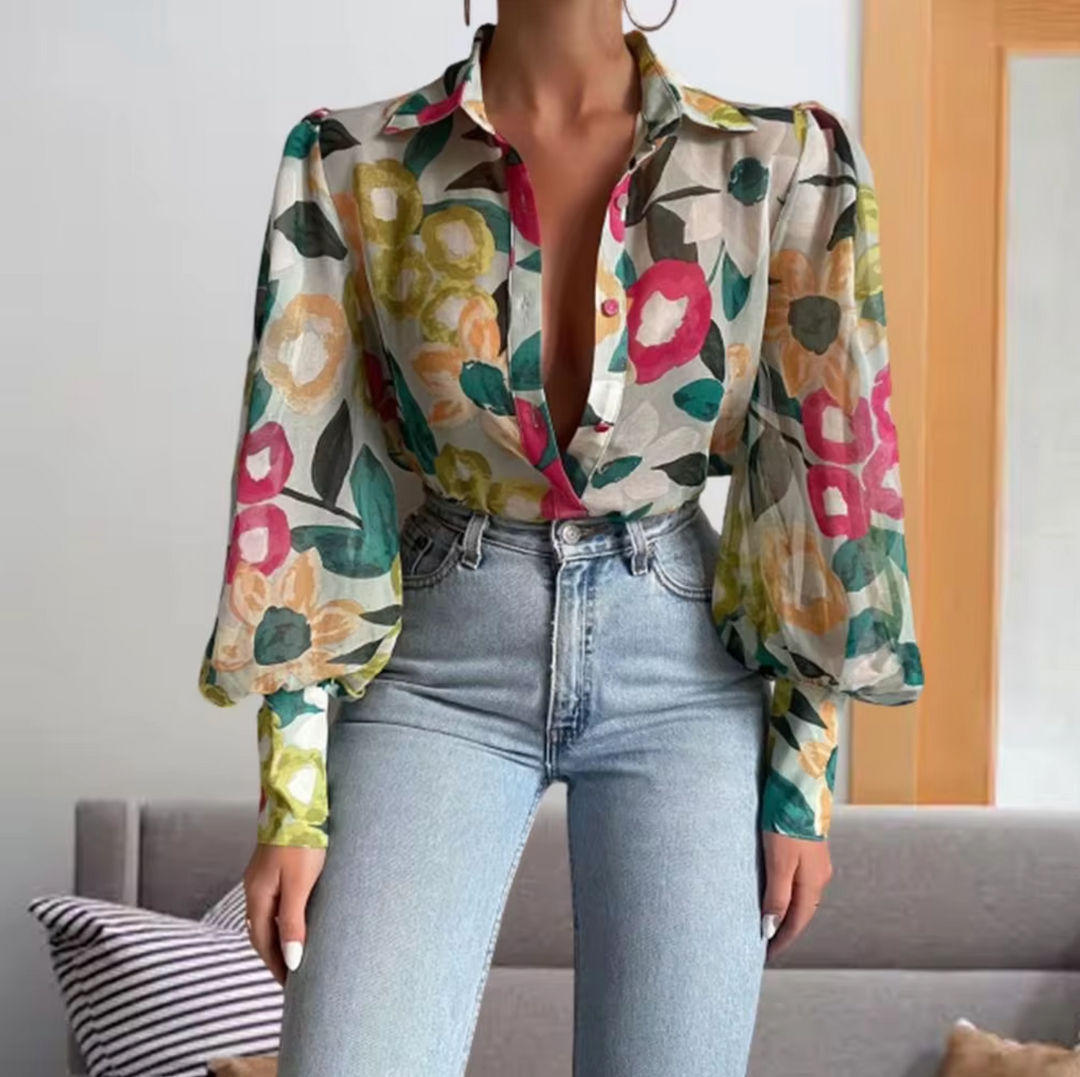Stilla | Bluse Med Lange Ærmer Og Blomstertryk