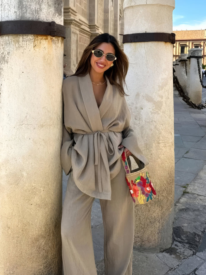 Stilla | Let Linned Kimono Sæt