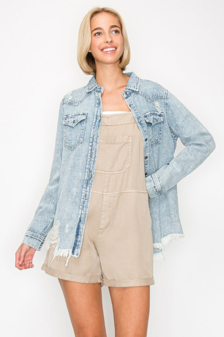 Stilla | Knap-op Slidt Denim Skjorte