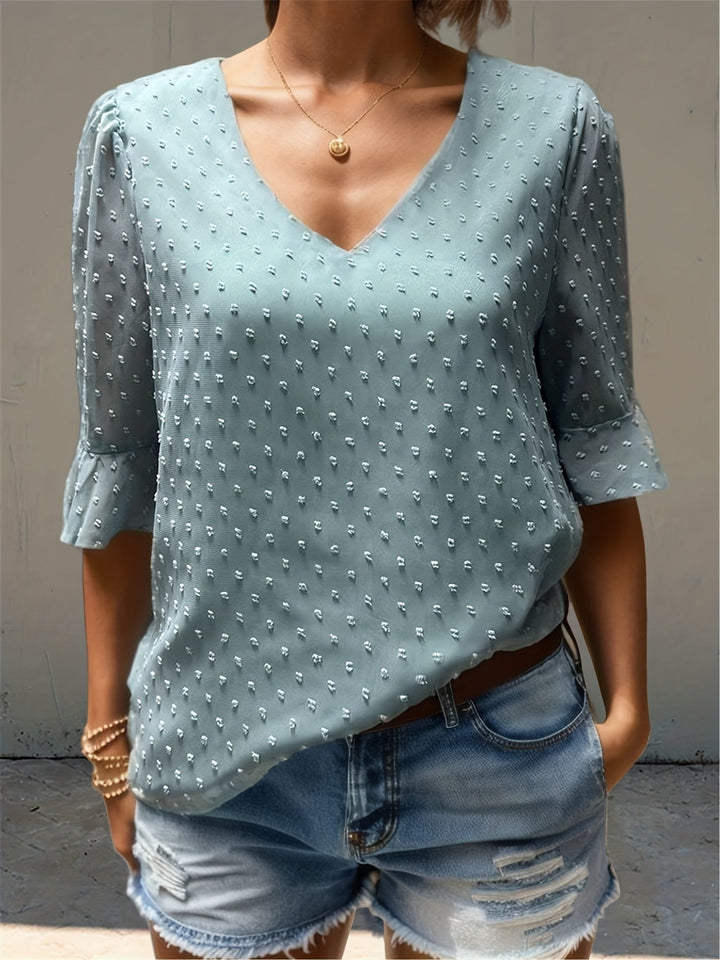 Stilla | Løs Chiffonbluse Med Lange Ærmer
