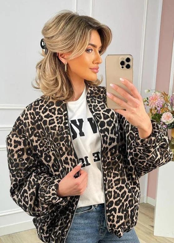 Stilla | Leopard Bomberjakke