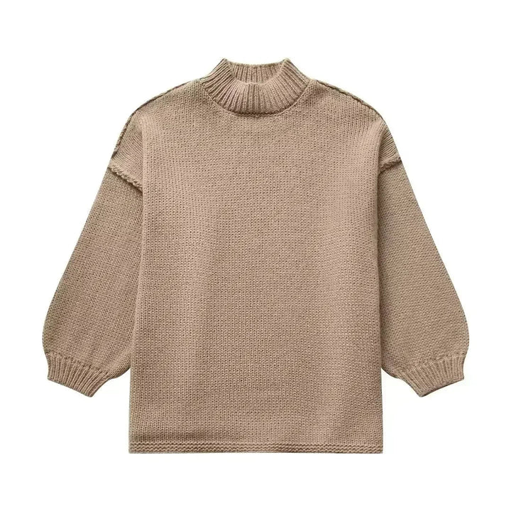 Stilla | Strikket rullekravepullover med voluminøse statement-ærmer