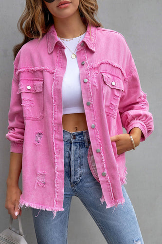 Stilla | Thinking Out Loud Lommer Frayed Denim Shacket