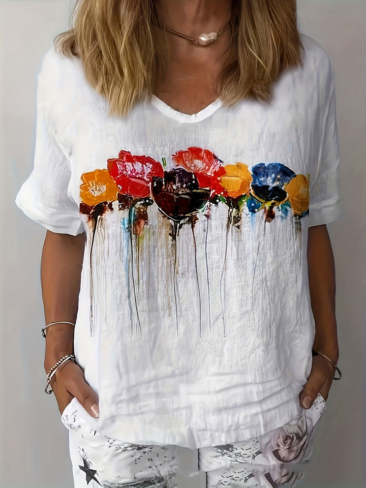 Stilla | Dame Linned Skjorte Med Blomsterapplikation