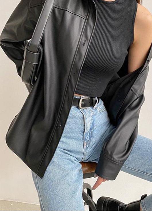 Stilla | Kunstlæder Button-Up Jakke