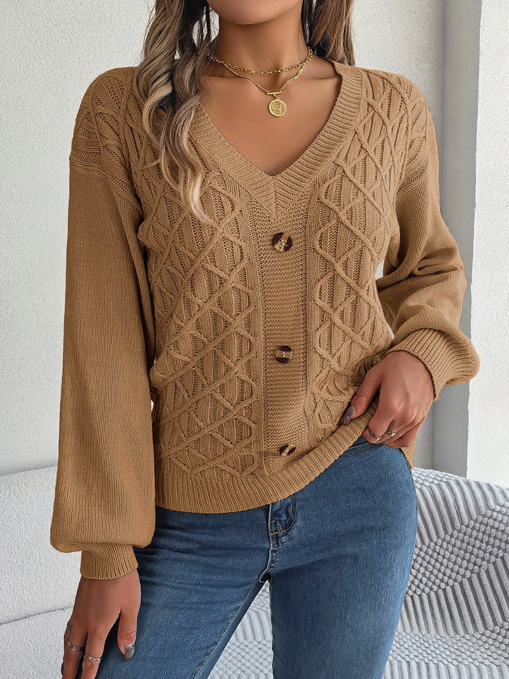 Stilla | Strikket V-hals lanterneærme sweater