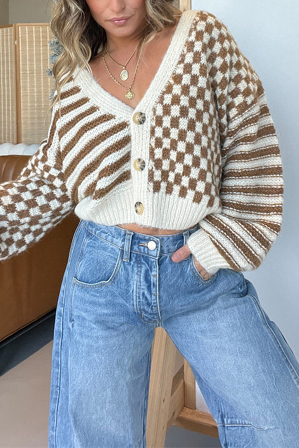 Stilla | Cozy, Letvægts Cardigan med Et Ternet Mønster