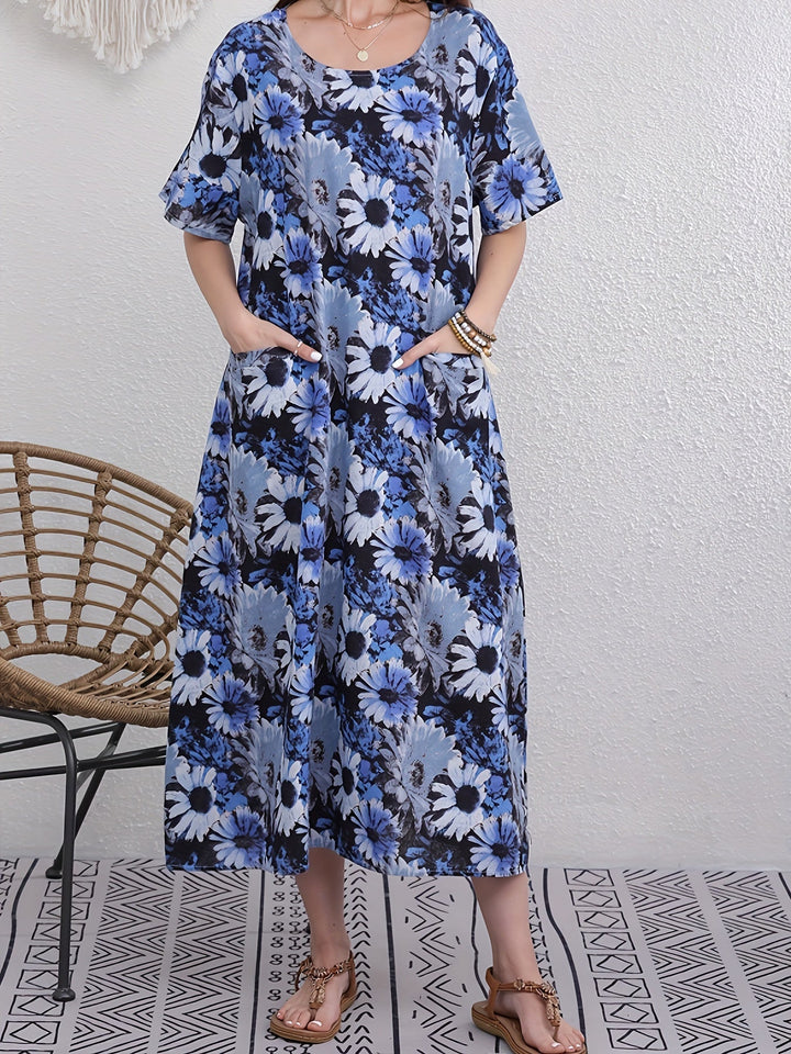 Stilla | Linnekjole Boho Stil Med Blomsterprint