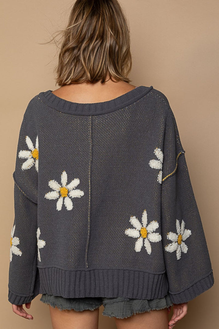 Stilla | Blød pullover med V-udskæring i chenille-stof