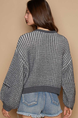 Stilla | Pullover med Rundhalset og Hjertepåsætning, Lynlås og Spidsærmer