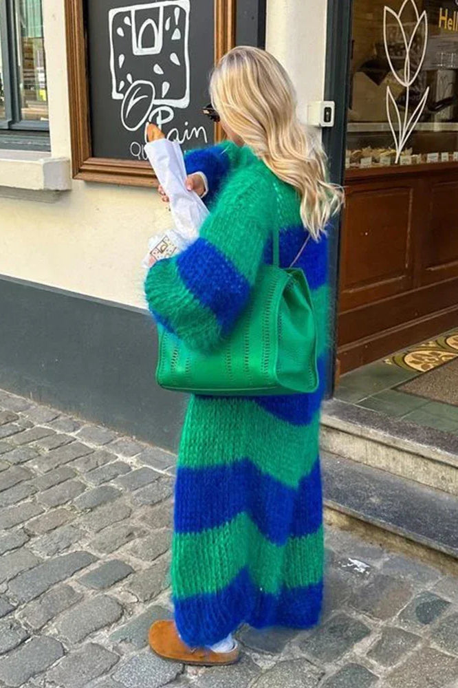 Stilla | stribet oversized strikcardigan