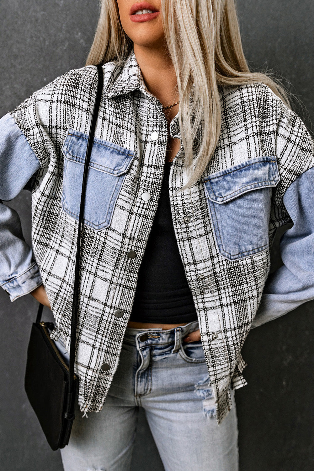 Stilla | Pocketed Snap Down Denim Jakke