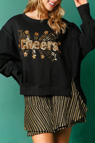 Stilla | Jule-pailletter-afslappet rundhals langærmet sweatshirt