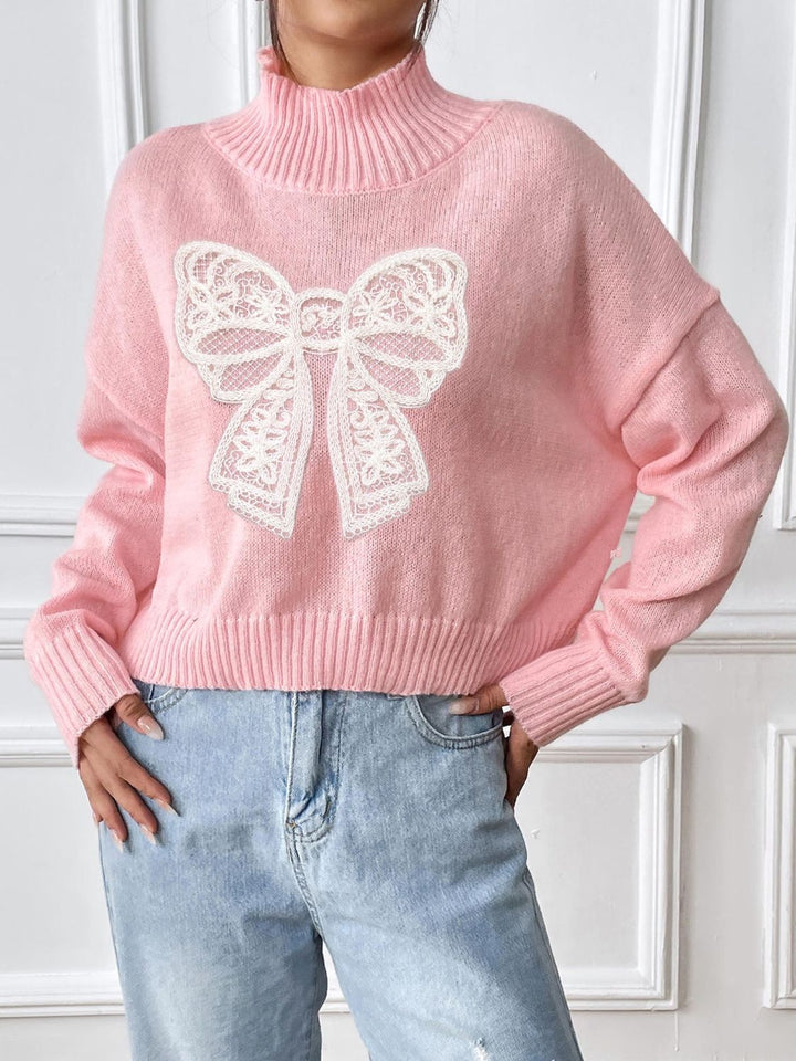 Stilla | Rullekrave sweater med sløjfe og lange ærmer